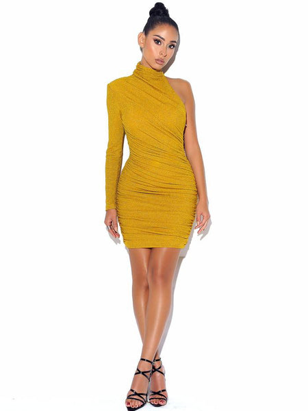 Starlight Gold Metallic One Sleeve Dress